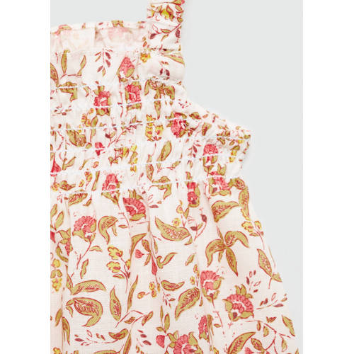 Mango Kids baby jurk + bloomer broekje groen beige roze Meisjes Katoen Vierkante hals 62