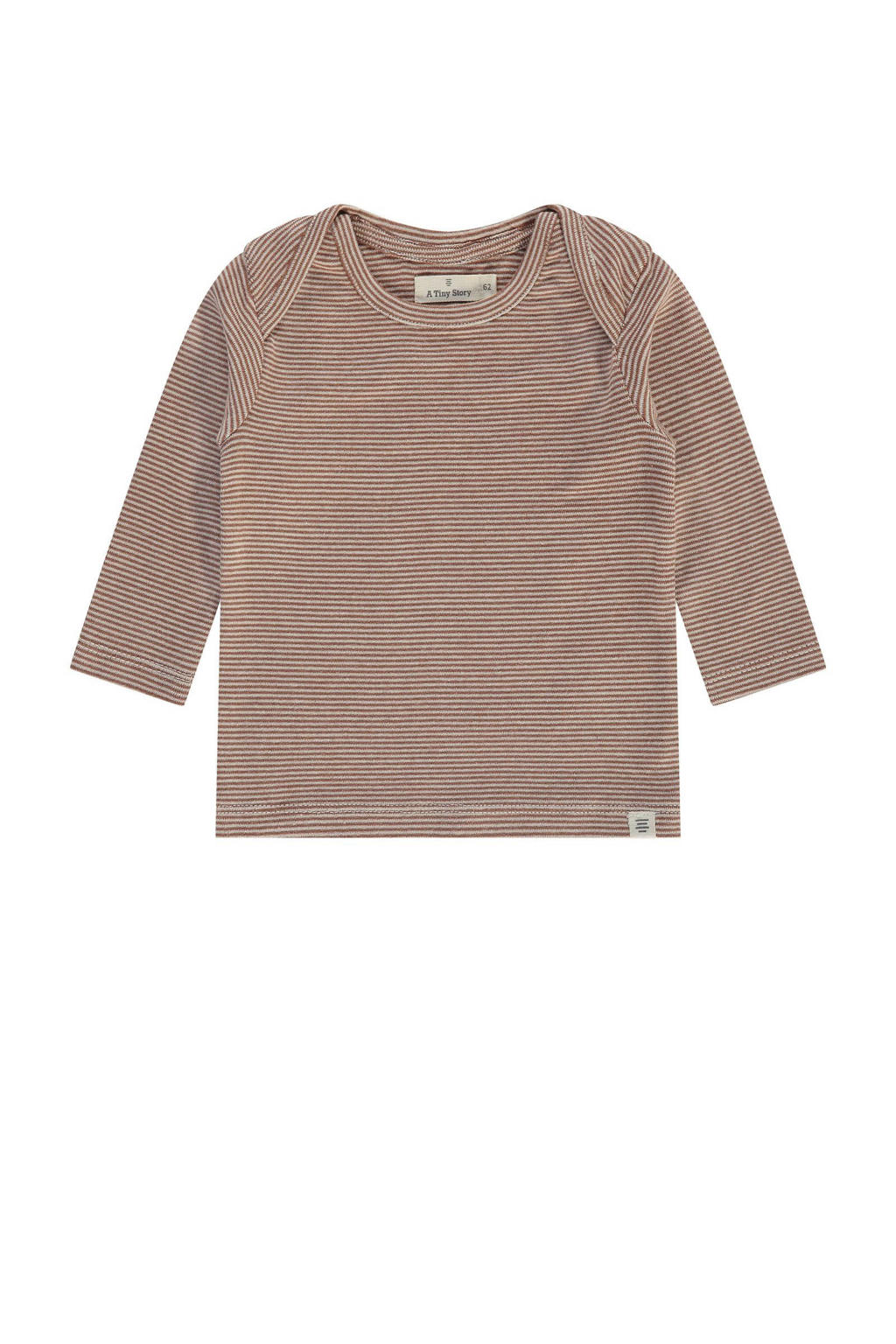 Bruin en beige jongens en meisjes A Tiny Story baby gestreepte longsleeve met lange mouwen en ronde hals