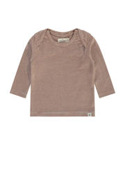 thumbnail: Bruin en beige jongens en meisjes A Tiny Story baby gestreepte longsleeve met lange mouwen en ronde hals