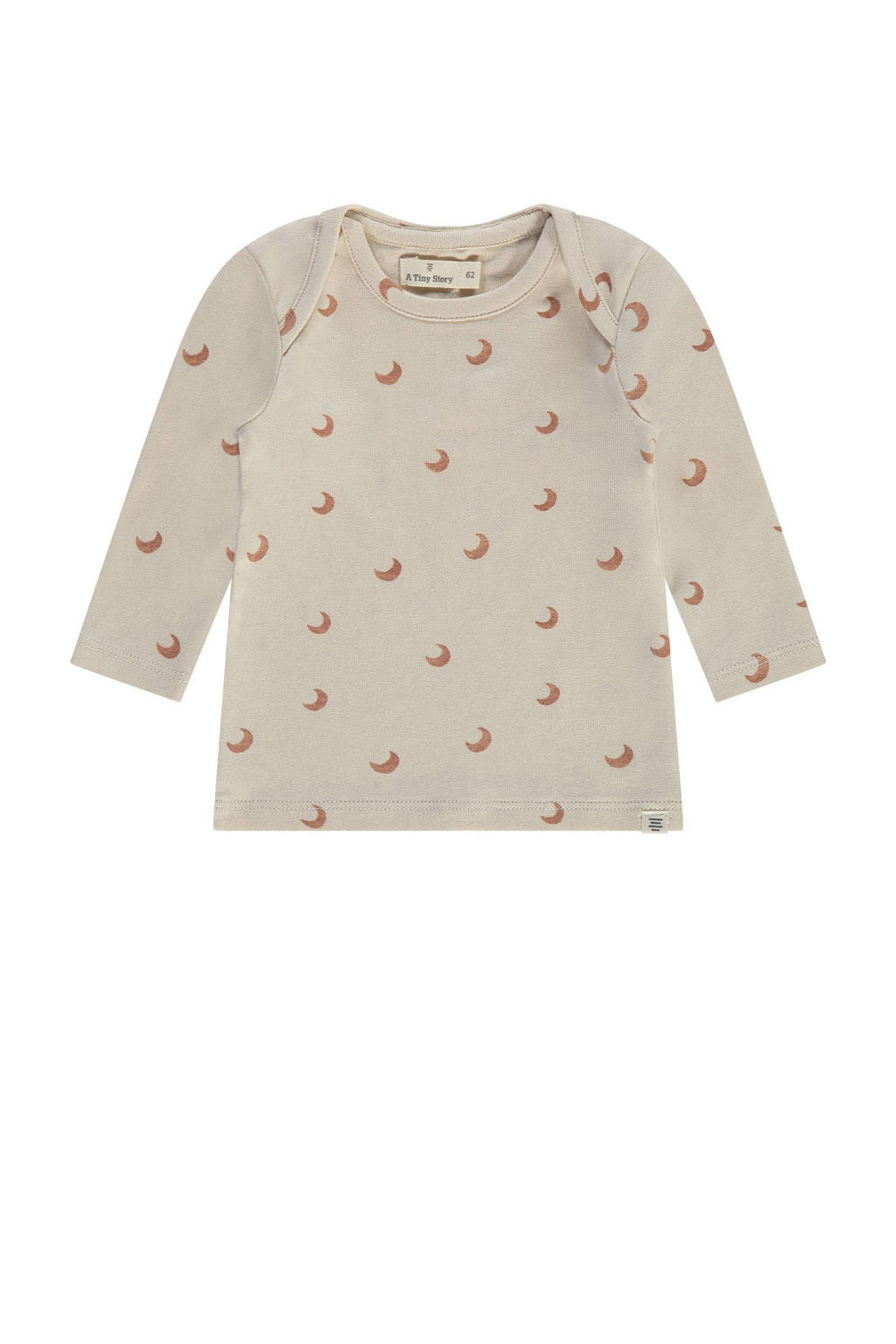 Beige en camelkleurige jongens en meisjes A Tiny Story baby longsleeve met lange mouwen en ronde hals