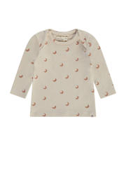 thumbnail: Beige en camelkleurige jongens en meisjes A Tiny Story baby longsleeve met lange mouwen en ronde hals