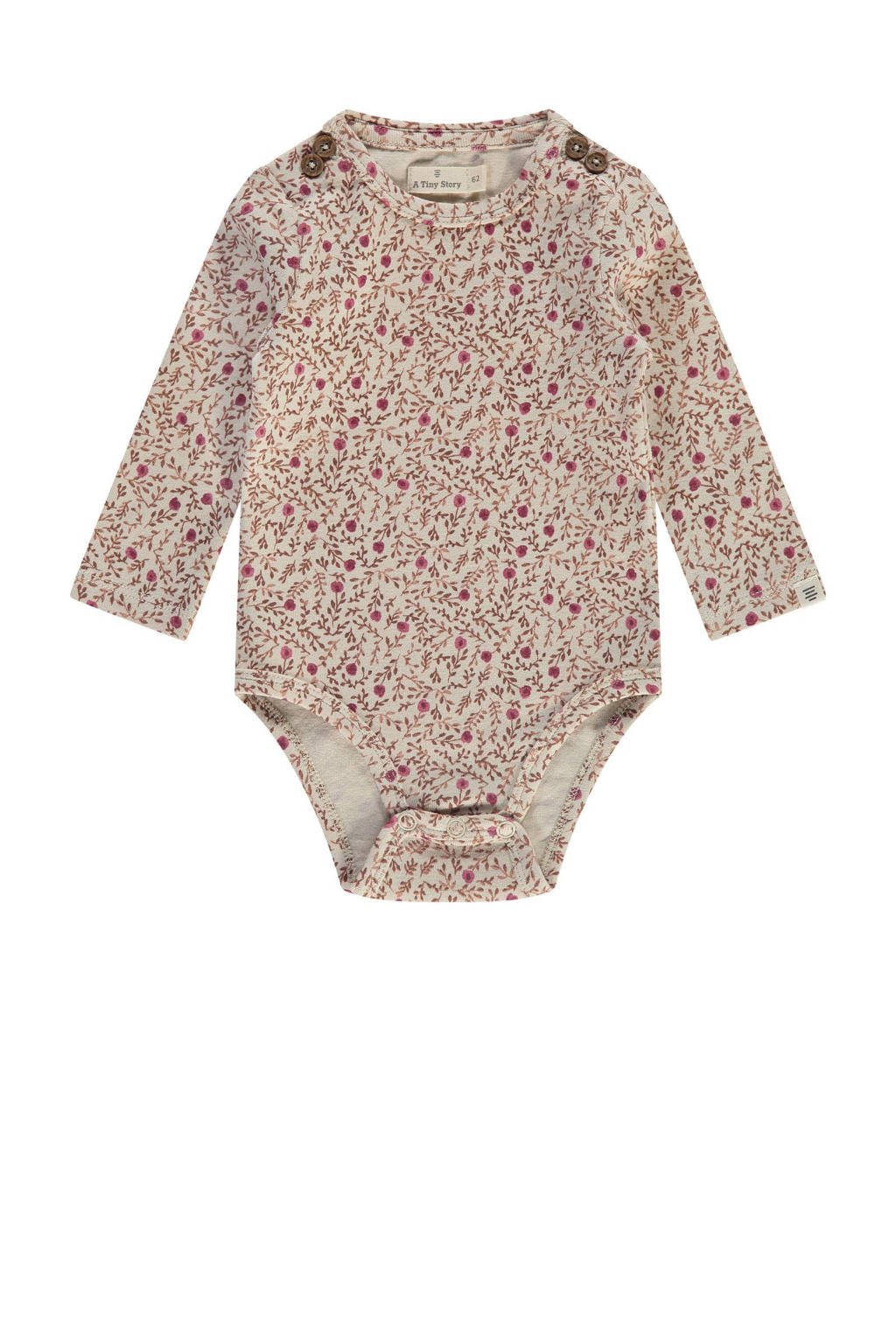 A Tiny Story romper met all over print beige/roze