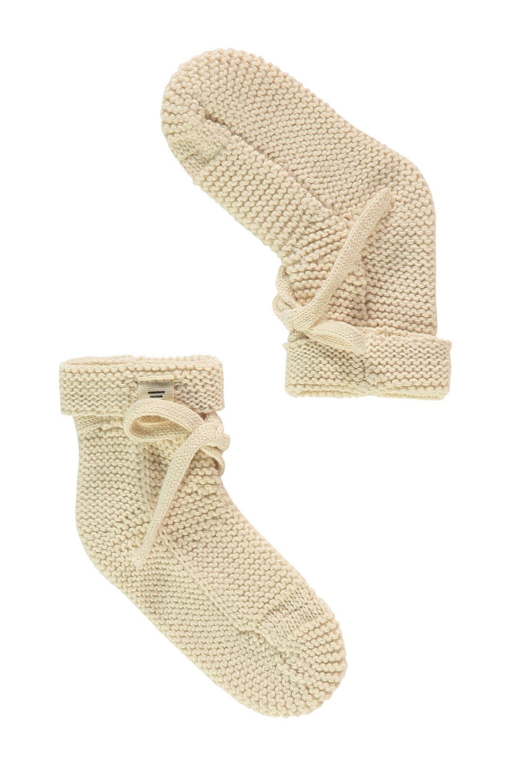 A Tiny Story gebreide baby slofjes beige
