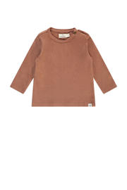 thumbnail: Bruine jongens en meisjes A Tiny Story baby longsleeve met effen, lange mouwen, ronde hals en textuur