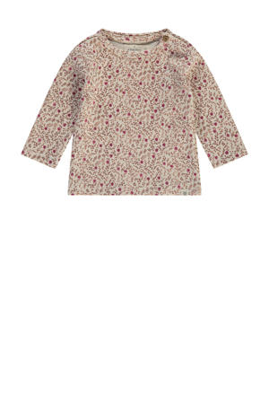 baby longsleeve met all over print beige/roze