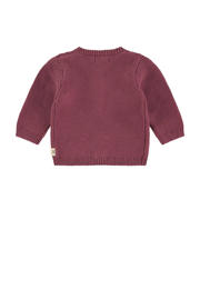 thumbnail: Rode jongens en meisjes A Tiny Story baby gebreid vest met effen, lange mouwen en ronde hals