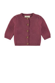 thumbnail: Rode jongens en meisjes A Tiny Story baby gebreid vest met effen, lange mouwen en ronde hals
