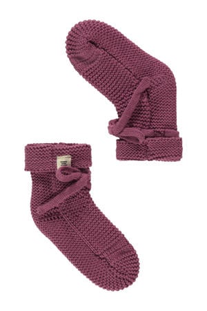 gebreide baby slofjes plum