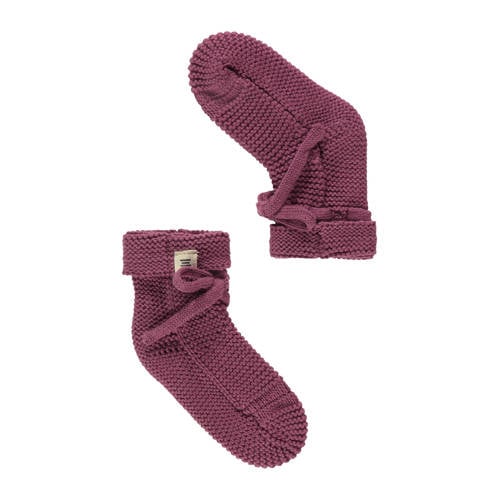 A Tiny Story gebreide baby slofjes plum Paars Jongens/Meisjes Katoen Effen