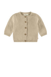thumbnail: Beige jongens en meisjes A Tiny Story baby gebreid vest met effen, lange mouwen en ronde hals