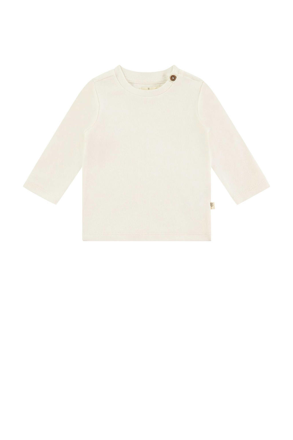 Ecru jongens en meisjes A Tiny Story baby longsleeve met effen, lange mouwen en ronde hals