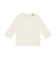 thumbnail: Ecru jongens en meisjes A Tiny Story baby longsleeve met effen, lange mouwen en ronde hals