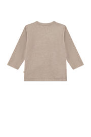 thumbnail: Beige jongens en meisjes A Tiny Story baby longsleeve van katoen met effen, lange mouwen, ronde hals, drukknoopsluiting en overslag detail