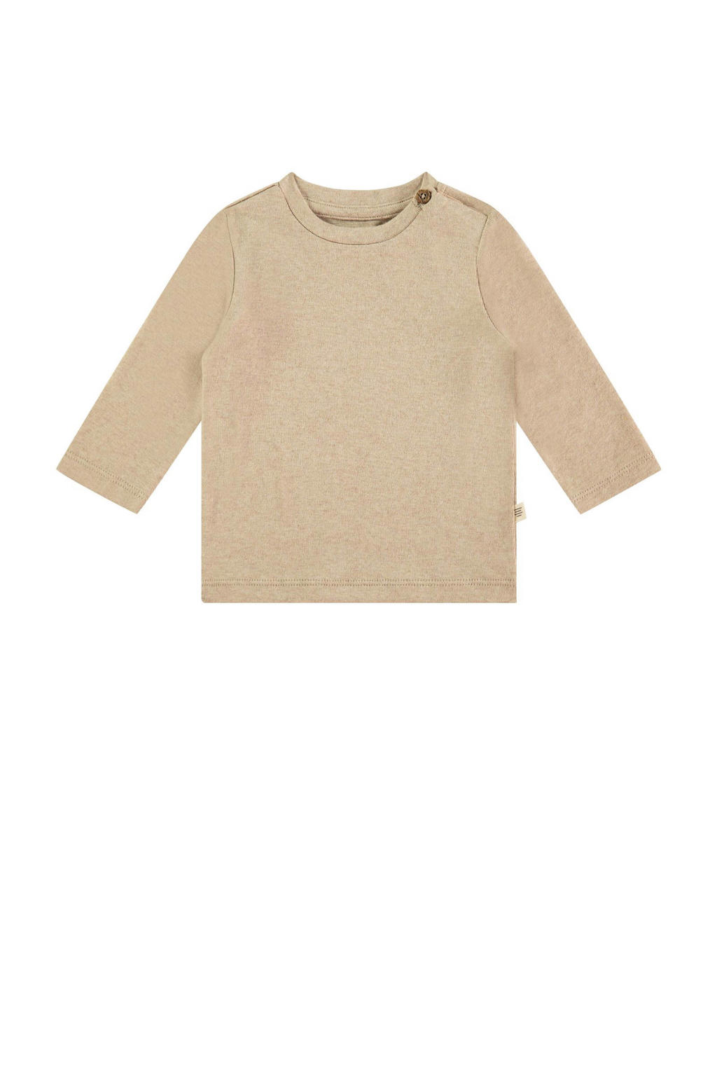Beige jongens en meisjes A Tiny Story baby longsleeve met effen, lange mouwen en ronde hals