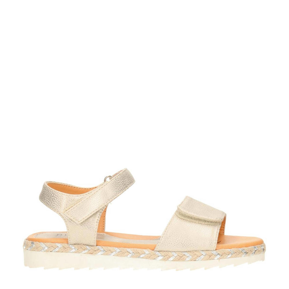 Gouden meisjes bullboxer Phoebe sandalen van imitatieleer met klittenband en effen