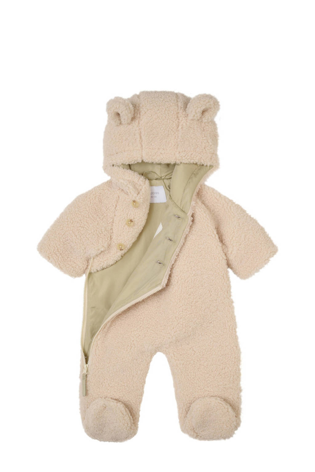 Newborn Kleding Babykleertjes Noppies Noppies Baby Teddy Babypak Ecru