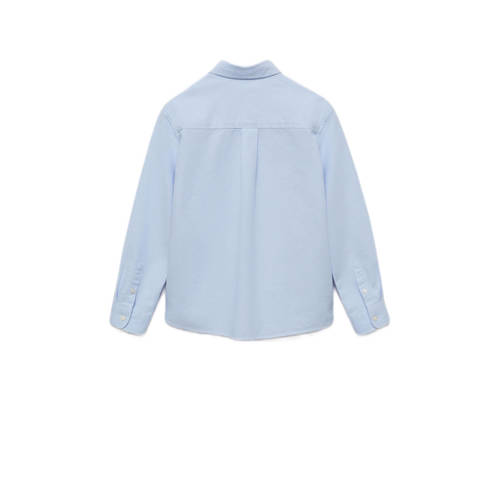 Mango Kids blouse lichtblauw Meisjes Katoen Klassieke kraag Effen 140