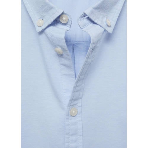Mango Kids blouse lichtblauw Meisjes Katoen Klassieke kraag Effen 140