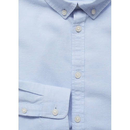 Mango Kids blouse lichtblauw Meisjes Katoen Klassieke kraag Effen 140