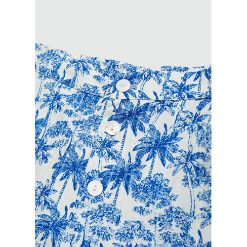 Mango Kids broek met all over print middenblauw Meisjes Katoen All over print 152
