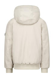 thumbnail: Ecru en bruine jongens Airforce reversible gewatteerde winterjas van polyester met effen, lange mouwen, capuchon en ritssluiting