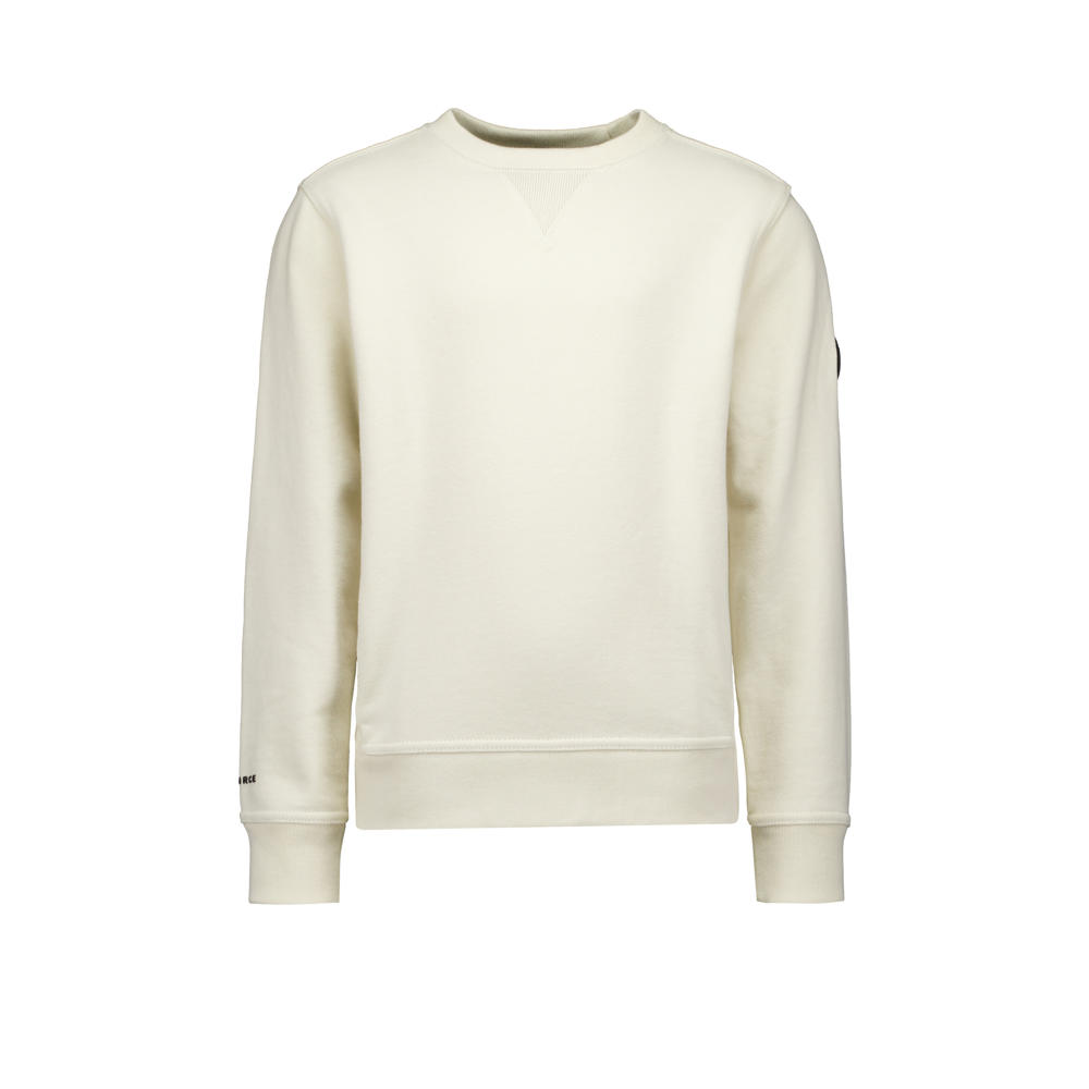 Ecru jongens Airforce sweater van katoen met effen, lange mouwen en ronde hals