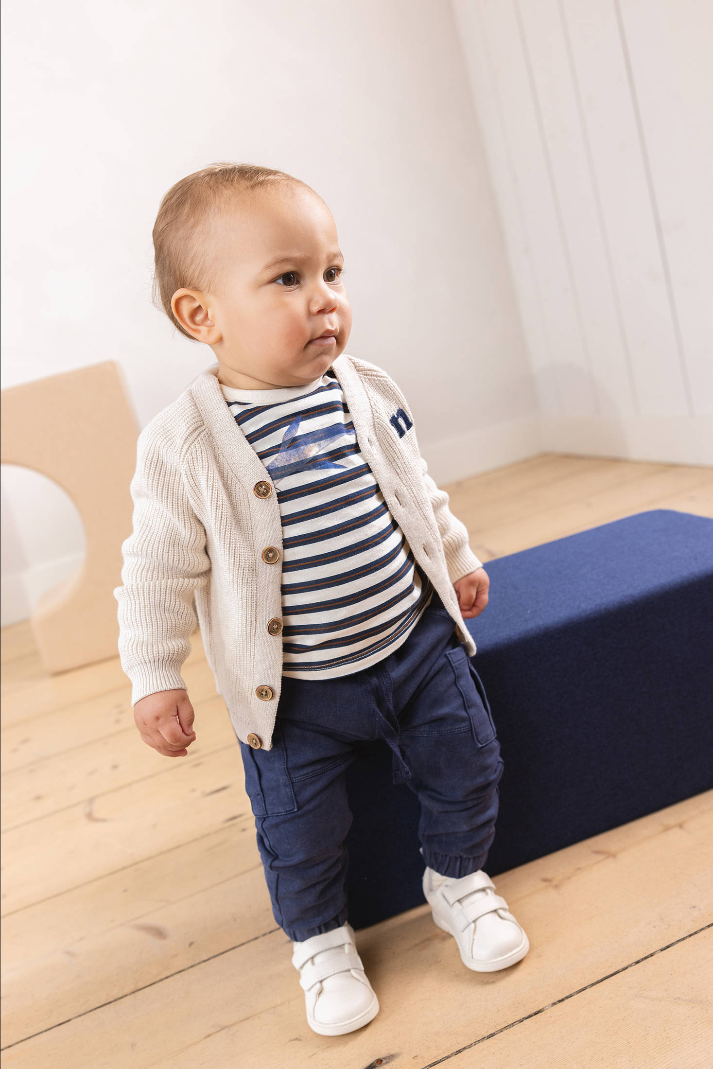 Noppies baby baby gebreid vest beige kleertjes