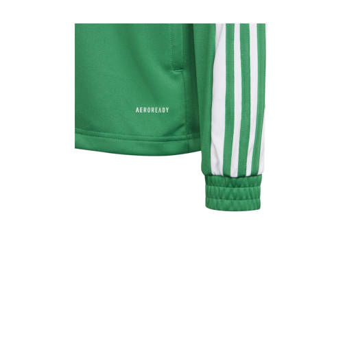 Adidas Performance Junior sportvest Squadra 21 groen wit Jongens Meisjes Polyester Opstaande kraag 116