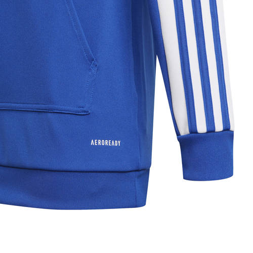 Adidas Performance Junior sportsweater Squad 21 kobaltblauw Jongens Meisjes Polyester Capuchon 152