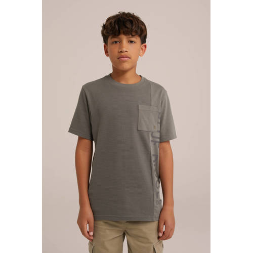 WE Fashion T-shirt bruin Jongens Katoen Ronde hals Effen 110 116