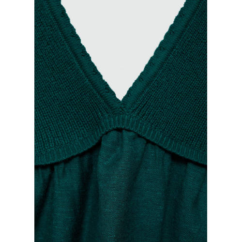 MANGO TEENS crop top donkergroen Meisjes Viscose V-hals Effen 168(M)