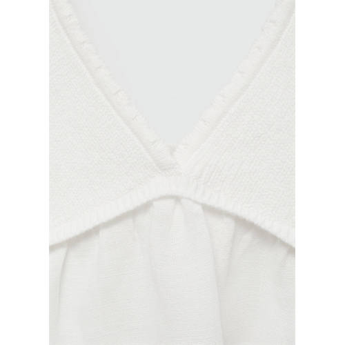 Mango Kids crop top naturel wit Meisjes Viscose V-hals Effen 152(XXS)
