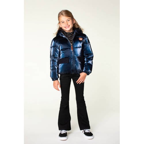 Moodstreet gewatteerde winterjas Julie donkerblauw Meisjes Polyester Capuchon