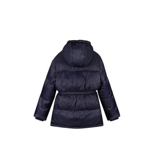 Moodstreet gewatteerde winterjas Juna donkerblauw Meisjes Polyester Capuchon 110