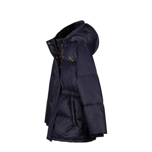 Moodstreet gewatteerde winterjas Juna donkerblauw Meisjes Polyester Capuchon 110