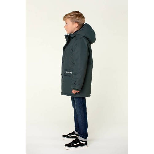 Moodstreet gewatteerde winterjas Jason donkergroen Jongens Polyester Capuchon 110