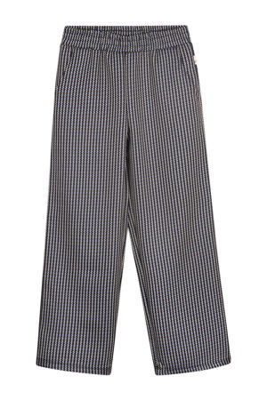 straight fit broek Belle met all over print zwart/ecru