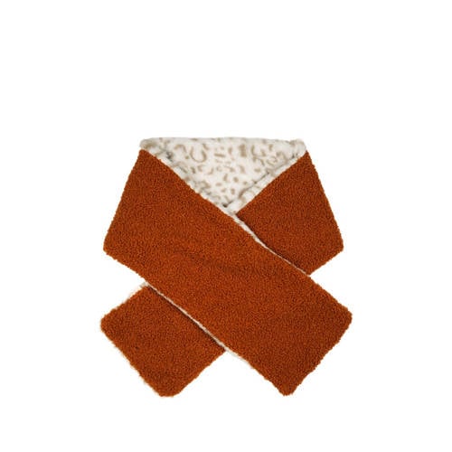 Moodstreet reversible sjaal roestbruin/offwhite Meisjes Teddy All over print