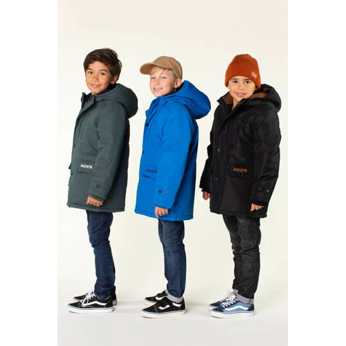 Moodstreet gewatteerde winterjas Jason blauw Jongens Polyester Capuchon 110