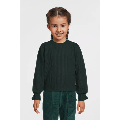 Moodstreet ribgebreide top Sammy donkergroen Meisjes Polyester Ronde hals