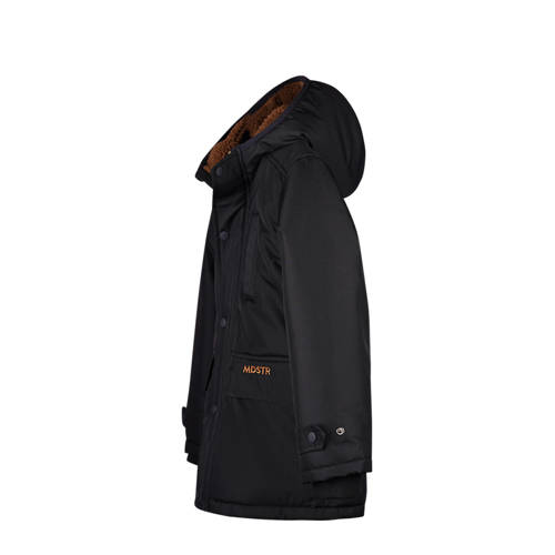 Moodstreet gewatteerde winterjas Jason zwart Jongens Polyester Capuchon 134 140