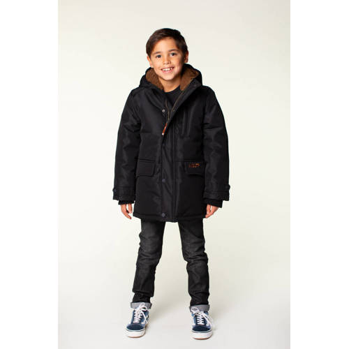 Moodstreet gewatteerde winterjas Jason zwart Jongens Polyester Capuchon 134 140