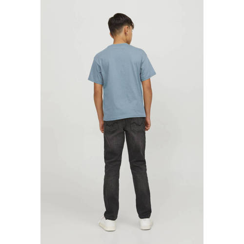 jack & jones JUNIOR T-shirt KORVESTERBRO met tekst Blauw Jongens Katoen Ronde hals 176