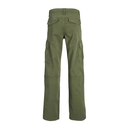 jack & jones JUNIOR loose fit cargobroek JPSTKANE JJHARLOW Groen Jongens Stretchkatoen 158