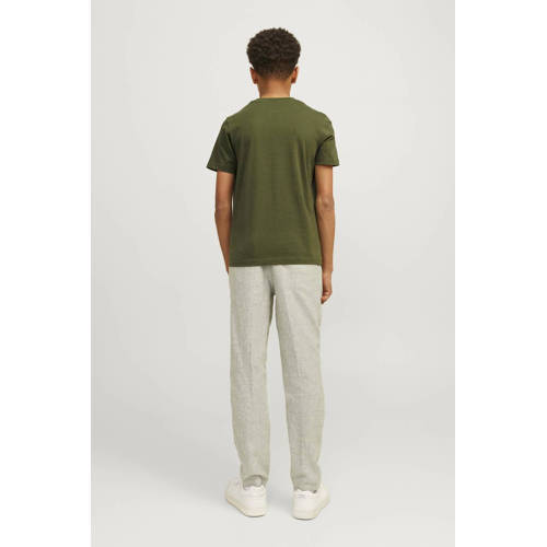 jack & jones JUNIOR T-shirt JCOMOUNTAIN met printopdruk donkergroen Jongens Denim Ronde hals 176
