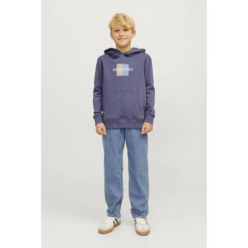 jack & jones JUNIOR hoodie JORFREDERIKSBERG met printopdruk middenblauw Sweater 164