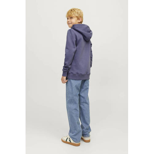 jack & jones JUNIOR hoodie JORFREDERIKSBERG met printopdruk middenblauw Sweater 164