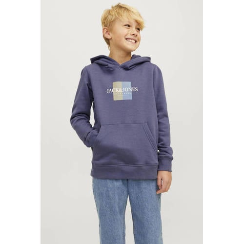 jack & jones JUNIOR hoodie JORFREDERIKSBERG met printopdruk middenblauw Sweater 164