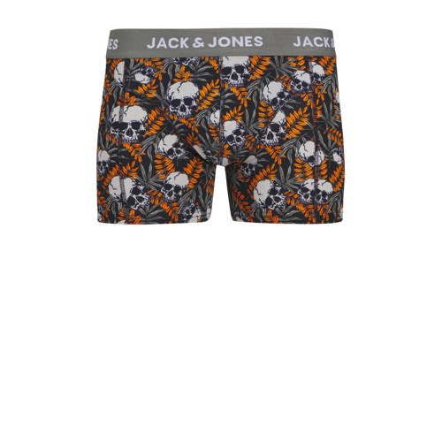 jack & jones JUNIOR boxershort JACHUGO SKULLS set van 3 donkerblauw multicolor Jongens Stretchkatoen 164