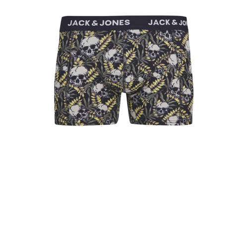 jack & jones JUNIOR boxershort JACHUGO SKULLS set van 3 donkerblauw multicolor Jongens Stretchkatoen 164